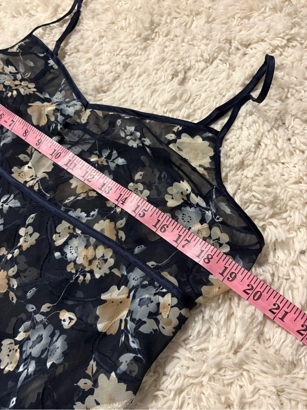Vintage Delta Burke Sheer Floral Mesh Chemise Nightgown
